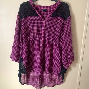 Torrid Black and Pink Blouse